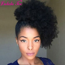 Load image into Gallery viewer, 10inch Afro Puff Hair Bun Drawstring Ponytail Wigs Kinky Curly Human Hair Clip In Extensions Yepei Remy Hair
