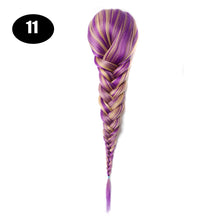 Load image into Gallery viewer, Sissi&#39;s Synthetic Hair Drawstring Rope Braids Ponytails Chignon Fishtail Ponytail Extension Purple Green Color Hairpiece

