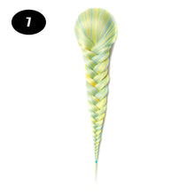 Load image into Gallery viewer, Sissi&#39;s Synthetic Hair Drawstring Rope Braids Ponytails Chignon Fishtail Ponytail Extension Purple Green Color Hairpiece
