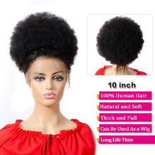 Load image into Gallery viewer, 10inch Afro Puff Hair Bun Drawstring Ponytail Wigs Kinky Curly Human Hair Clip In Extensions Yepei Remy Hair
