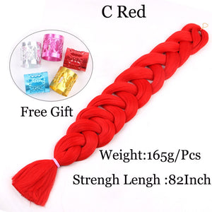 41 inch Synthetic Braiding Hair 165g Crochet Jumbo Braids Hair Extensions 3pcs/lot Pure Color Orange Red  Yellow Purple