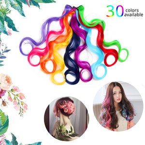 Alileader Synthetic Wavy One Clip In Hair Rainbow Color Curly Clip In One Piece Hair Extensions More Durable Long Curly Hairs