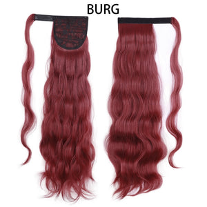 XINRAN Synthetic Long Hollywood Wave Ponytail Extension Wrap Around Ponytail Clip in Hair Extensions for Women Black Blonde Red