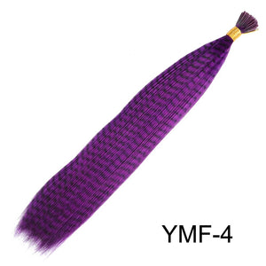 Feather Hair Extension 10Pieces Fake Hair I Tip Rainbow Synthetic Hair 16inch Hairpiece Feather for Hair Extension