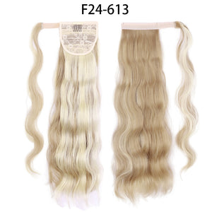 XINRAN Synthetic Long Hollywood Wave Ponytail Extension Wrap Around Ponytail Clip in Hair Extensions for Women Black Blonde Red