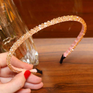 LEVAO Crystal Beaded Headband Head on Women Hairbands Handmade Shiny Rhinestone Hair Hoop Bands Bezel Girls Hair Ornament