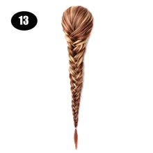 Load image into Gallery viewer, Sissi&#39;s Synthetic Hair Drawstring Rope Braids Ponytails Chignon Fishtail Ponytail Extension Purple Green Color Hairpiece
