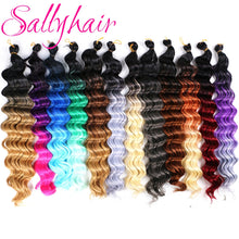 Load image into Gallery viewer, Sallyhair Synthetic Crochet Hair Deep Wave Braiding 22inch Crochet Braids Black Blue Color Bulk Hair Afro Curly Hair Extensions
