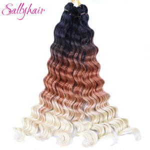 Sallyhair Synthetic Crochet Hair Deep Wave Braiding 22inch Crochet Braids Black Blue Color Bulk Hair Afro Curly Hair Extensions