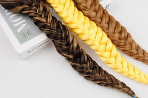 Sissi&#39;s Synthetic Hair Drawstring Rope Braids Ponytails Chignon Fishtail Ponytail Extension Purple Green Color Hairpiece