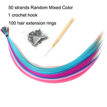 Load image into Gallery viewer, Feather Hair Extension 10Pieces Fake Hair I Tip Rainbow Synthetic Hair 16inch Hairpiece Feather for Hair Extension
