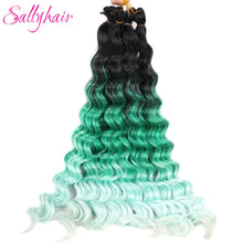 Load image into Gallery viewer, Sallyhair Synthetic Crochet Hair Deep Wave Braiding 22inch Crochet Braids Black Blue Color Bulk Hair Afro Curly Hair Extensions
