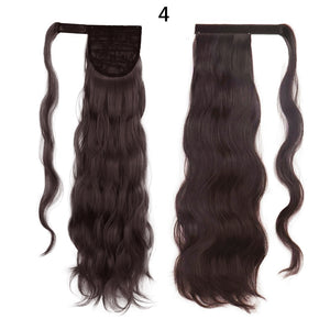 XINRAN Synthetic Long Hollywood Wave Ponytail Extension Wrap Around Ponytail Clip in Hair Extensions for Women Black Blonde Red