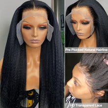 Load image into Gallery viewer, HD Transparent 13X4 Yaki Kinky Straight Lace Front Wig For Women Human Hair Wigs Pre Plucked Lace Ftrontal Wig Natural Hairline
