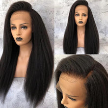 Load image into Gallery viewer, HD Transparent 13X4 Yaki Kinky Straight Lace Front Wig For Women Human Hair Wigs Pre Plucked Lace Ftrontal Wig Natural Hairline
