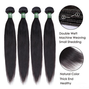 Aircabin Straight Bundles With Closure Remy Brazilian Human Hair Weave Bundles With Closure 3 4 Bundles With Lace Closure