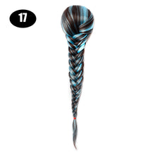 Load image into Gallery viewer, Sissi&#39;s Synthetic Hair Drawstring Rope Braids Ponytails Chignon Fishtail Ponytail Extension Purple Green Color Hairpiece
