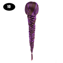 Load image into Gallery viewer, Sissi&#39;s Synthetic Hair Drawstring Rope Braids Ponytails Chignon Fishtail Ponytail Extension Purple Green Color Hairpiece
