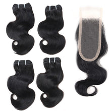 Load image into Gallery viewer, BHF Body Wave Bundles With Closure 100% Natural Remy Brazilian 50g Blonde Ombre Human Hair 4 Bundles With Closure
