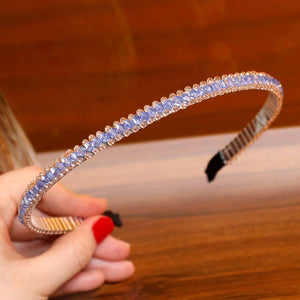 LEVAO Crystal Beaded Headband Head on Women Hairbands Handmade Shiny Rhinestone Hair Hoop Bands Bezel Girls Hair Ornament