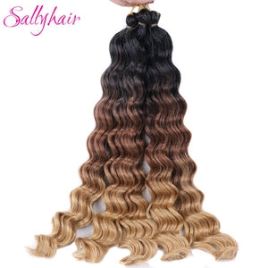 Sallyhair Synthetic Crochet Hair Deep Wave Braiding 22inch Crochet Braids Black Blue Color Bulk Hair Afro Curly Hair Extensions