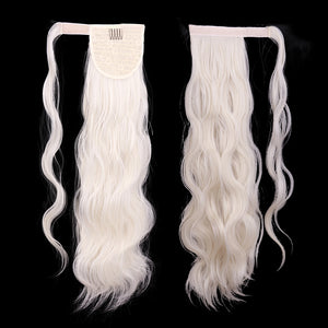 XINRAN Synthetic Long Hollywood Wave Ponytail Extension Wrap Around Ponytail Clip in Hair Extensions for Women Black Blonde Red