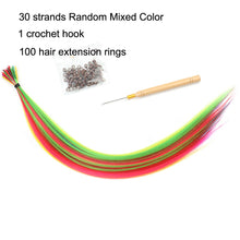 Load image into Gallery viewer, Feather Hair Extension 10Pieces Fake Hair I Tip Rainbow Synthetic Hair 16inch Hairpiece Feather for Hair Extension
