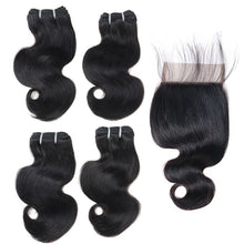 Load image into Gallery viewer, BHF Body Wave Bundles With Closure 100% Natural Remy Brazilian 50g Blonde Ombre Human Hair 4 Bundles With Closure
