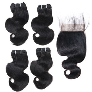 BHF Body Wave Bundles With Closure 100% Natural Remy Brazilian 50g Blonde Ombre Human Hair 4 Bundles With Closure