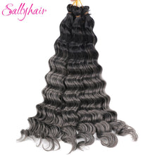 Load image into Gallery viewer, Sallyhair Synthetic Crochet Hair Deep Wave Braiding 22inch Crochet Braids Black Blue Color Bulk Hair Afro Curly Hair Extensions
