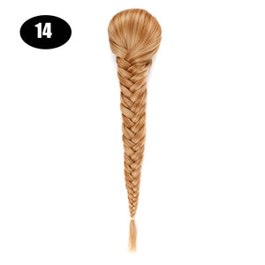 Sissi&#39;s Synthetic Hair Drawstring Rope Braids Ponytails Chignon Fishtail Ponytail Extension Purple Green Color Hairpiece