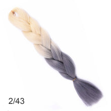 Load image into Gallery viewer, 24Inch Synthetic Long Jumbo Ombre Braiding Hair  For Women Colorful Braids 100g Rainbow Hair Gray  Black Trend Way
