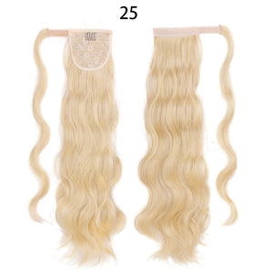 XINRAN Synthetic Long Hollywood Wave Ponytail Extension Wrap Around Ponytail Clip in Hair Extensions for Women Black Blonde Red