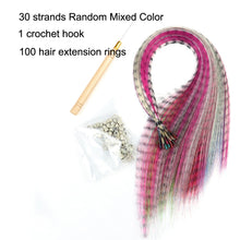 Load image into Gallery viewer, Feather Hair Extension 10Pieces Fake Hair I Tip Rainbow Synthetic Hair 16inch Hairpiece Feather for Hair Extension
