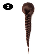 Load image into Gallery viewer, Sissi&#39;s Synthetic Hair Drawstring Rope Braids Ponytails Chignon Fishtail Ponytail Extension Purple Green Color Hairpiece
