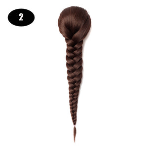 Sissi&#39;s Synthetic Hair Drawstring Rope Braids Ponytails Chignon Fishtail Ponytail Extension Purple Green Color Hairpiece