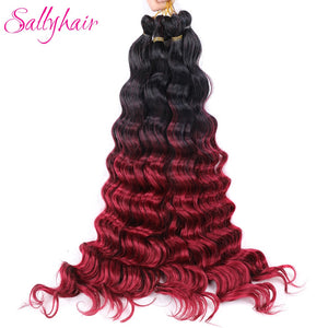 Sallyhair Synthetic Crochet Hair Deep Wave Braiding 22inch Crochet Braids Black Blue Color Bulk Hair Afro Curly Hair Extensions