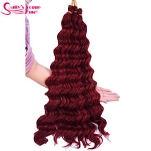 Load image into Gallery viewer, Sallyhair Synthetic Crochet Hair Deep Wave Braiding 22inch Crochet Braids Black Blue Color Bulk Hair Afro Curly Hair Extensions

