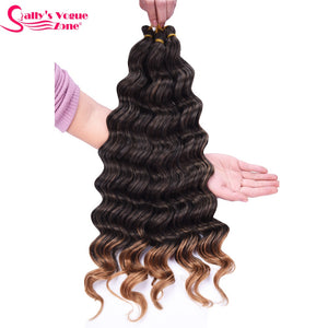 Sallyhair Synthetic Crochet Hair Deep Wave Braiding 22inch Crochet Braids Black Blue Color Bulk Hair Afro Curly Hair Extensions