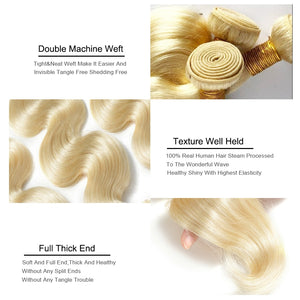 28 30 inches Loose Body Wave Hair 613 Blonde Brazilian Human Hair Weave Bundles Full 1 3 4 PC Remy Virgin Hair Extensions Weft