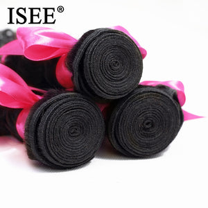 ISEE HAIR Mongolian Kinky Curly Hair Extension 100% Human Hair Bundles Unprocessed Virgin Hair Weaves 1/3/4 Bundles Nature Color