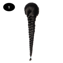 Load image into Gallery viewer, Sissi&#39;s Synthetic Hair Drawstring Rope Braids Ponytails Chignon Fishtail Ponytail Extension Purple Green Color Hairpiece
