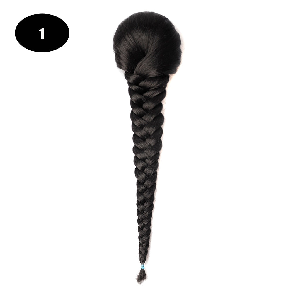 Sissi's Synthetic Hair Drawstring Rope Braids Ponytails Chignon Fishtail Ponytail Extension Purple Green Color Hairpiece