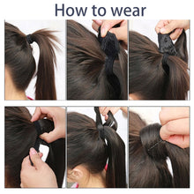 Load image into Gallery viewer, XINRAN Synthetic Bounce Wraparound Ponytail Hair Pieces  Straight Hair Extensions With Combs Warp Ponytails For Women
