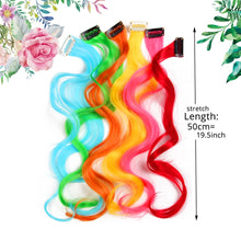 Load image into Gallery viewer, Alileader Synthetic Wavy One Clip In Hair Rainbow Color Curly Clip In One Piece Hair Extensions More Durable Long Curly Hairs
