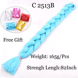 41 inch Synthetic Braiding Hair 165g Crochet Jumbo Braids Hair Extensions 3pcs/lot Pure Color Orange Red  Yellow Purple