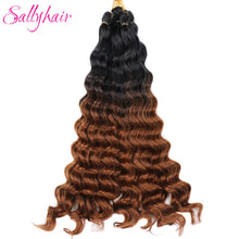 Load image into Gallery viewer, Sallyhair Synthetic Crochet Hair Deep Wave Braiding 22inch Crochet Braids Black Blue Color Bulk Hair Afro Curly Hair Extensions
