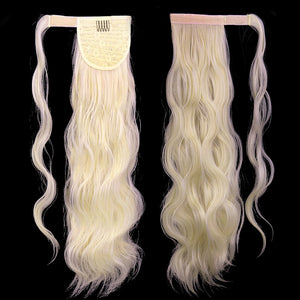 XINRAN Synthetic Long Hollywood Wave Ponytail Extension Wrap Around Ponytail Clip in Hair Extensions for Women Black Blonde Red