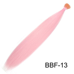 Feather Hair Extension 10Pieces Fake Hair I Tip Rainbow Synthetic Hair 16inch Hairpiece Feather for Hair Extension