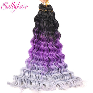 Sallyhair Synthetic Crochet Hair Deep Wave Braiding 22inch Crochet Braids Black Blue Color Bulk Hair Afro Curly Hair Extensions
